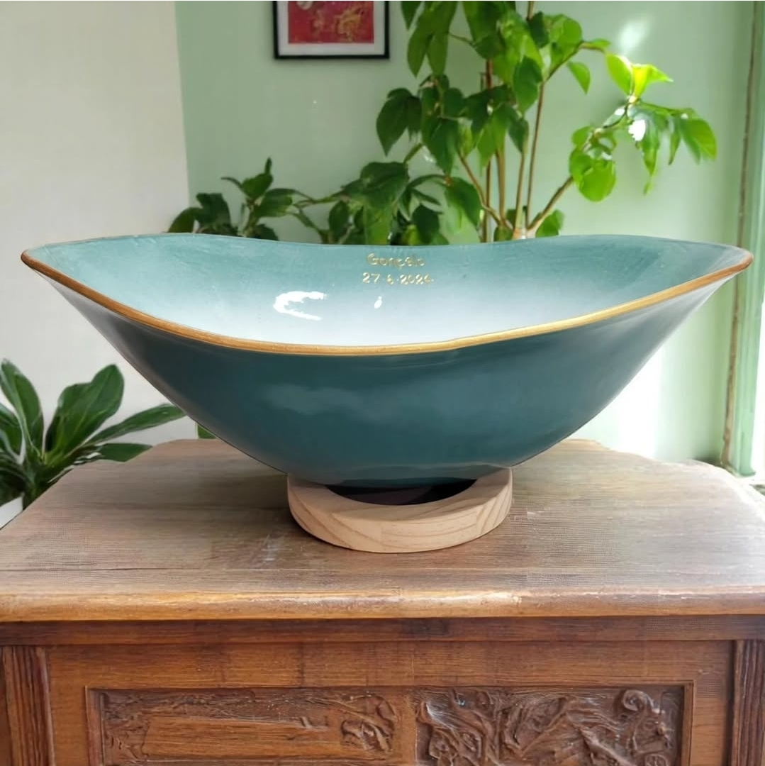 Teal personalised belly bowl